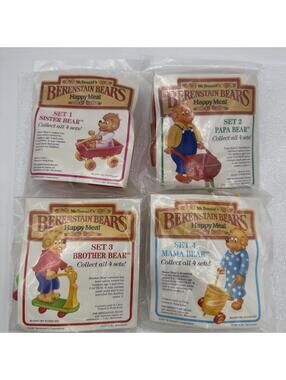 1987 Vintage McDonald’s Berenstain Bears Happy Meal Toys, Complete Set, Sealed